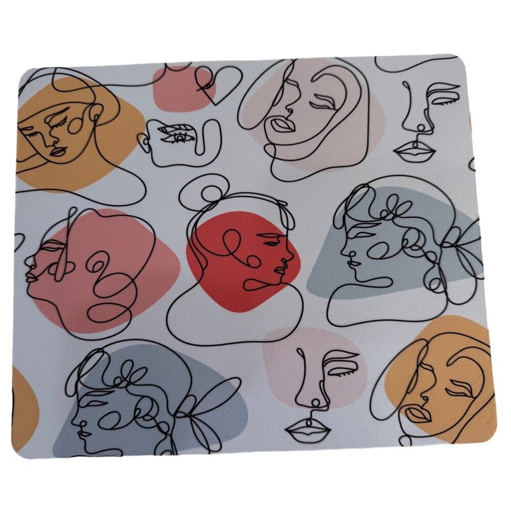 NWT Retro Artsy Style Mouse Pad Office Computer Face Painting Squiggles